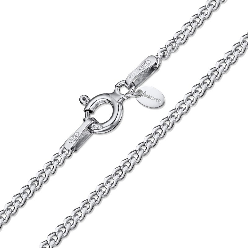 Amberta 925 Sterling Silver 1.5 mm Curb Chain Necklace Length 18" inch / 45 cm (18) - Image 1